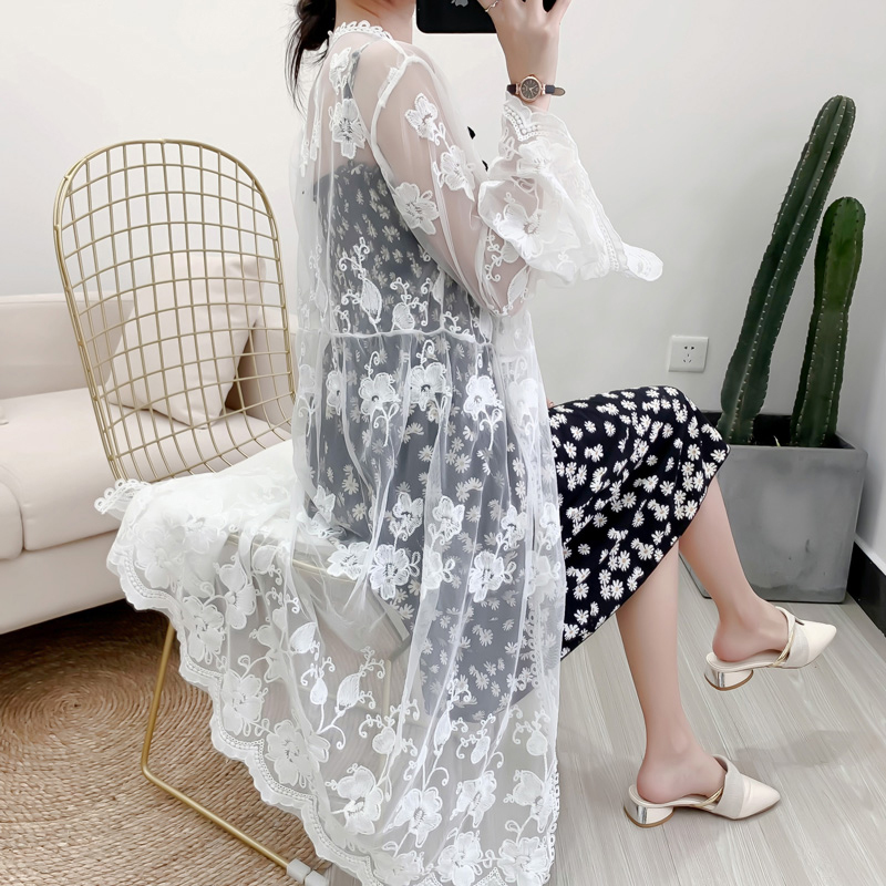 アウター 全5タイプ展開 レース 通勤 可愛い Poloネック ランタンスリーブ 薄い 涼しい 夏 日差し防止 Miyabi Go