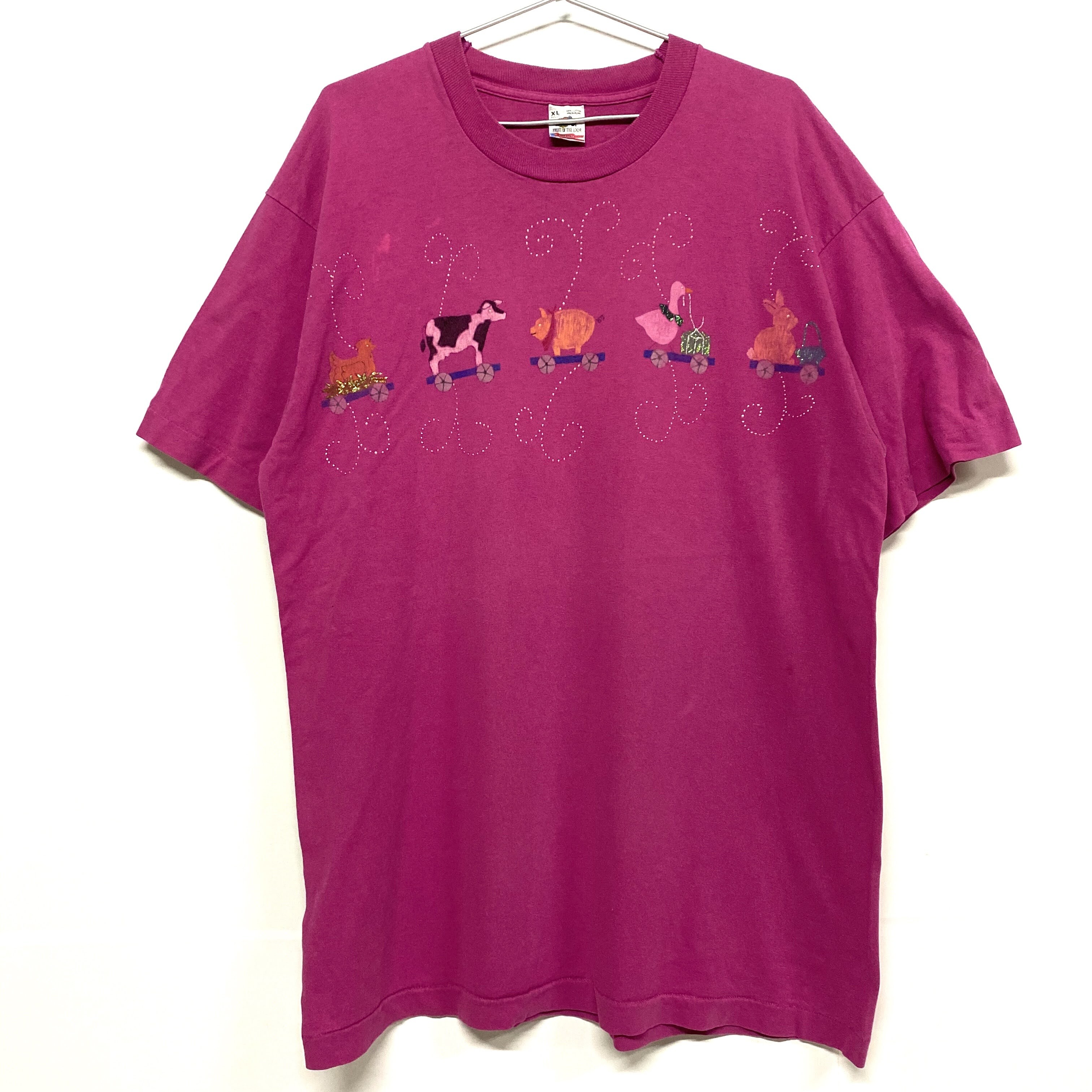80 90年代 Fruit Of The Loom ハンドペイントtシャツ Xl メンズ レディース Tシャツ Al Cave 古着屋 公式 古着通販サイト