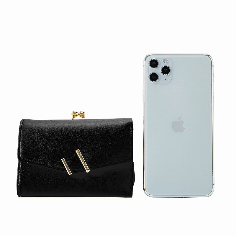 ミニ財布 レディース 人気 がま口 ブラック 黒 ブランド かわいい 三つ折 小さめ コンパクト 財布 安い プチプラ 可愛い コインケース レザー 手のひらサイズ 小さい ミニマル ミニマム ミニマリスト 小銭入れ カード ウォレット Wallet Small Mini 女性用 プレゼント