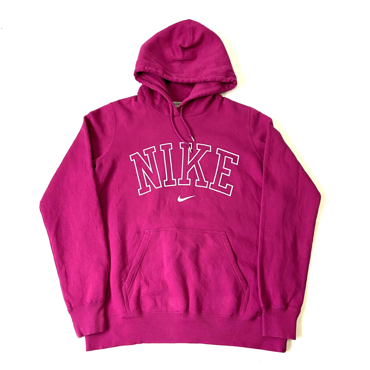 Nike ナイキ ビッグロゴ フロッキープリントト プルオーバーパーカー メンズxl 古着 スウェットパーカー ピンク パーカー Cave 古着屋 公式 古着通販サイト
