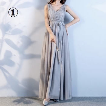 グレー オフショル ノースリーブ パーティ ドレス 結婚式ドレス 結婚式二次会 お呼ばれ フォーマル ワンピース ワンピドレス 代 30代 40代 秋冬新作 演奏会 オフショルダー フリル Kir 30