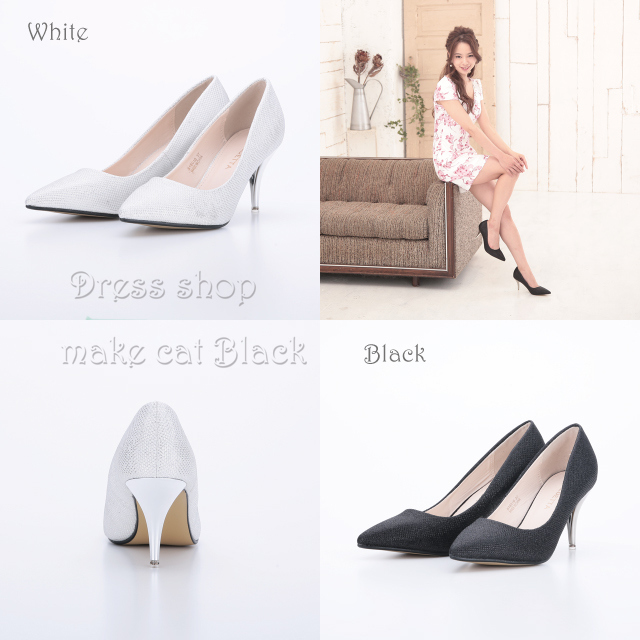 Sale 2color 7 5cmヒールのパンプス Ma ドレス 結婚式 パーティー お呼ばれ Dress Shop Make Cat Black ドレスショップメイクキャットブラック