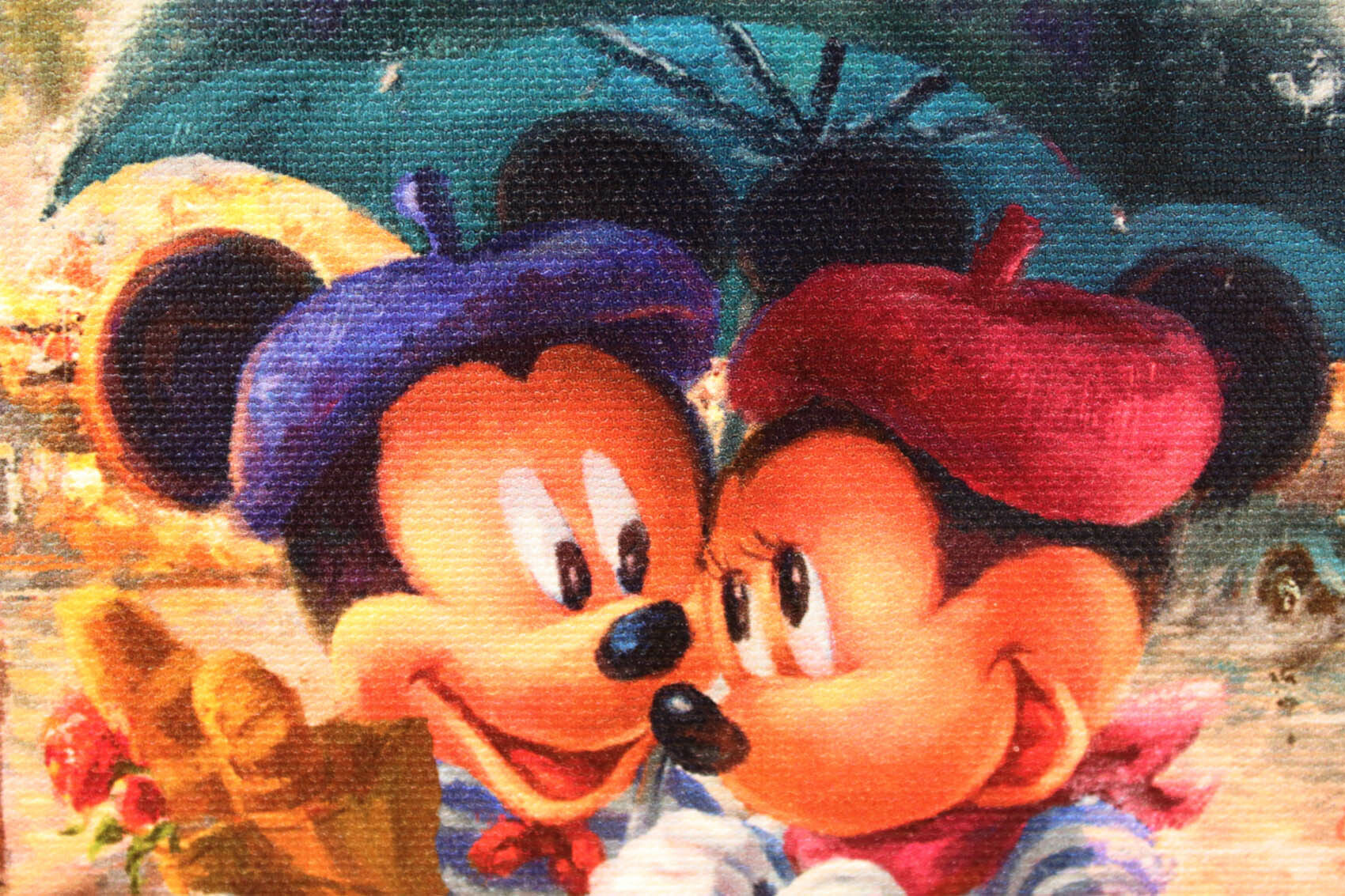 ディズニー絵画 ミッキー ミニー イン パリ 展示用フック付キャンバスジークレ ディズニー絵画 ポスター