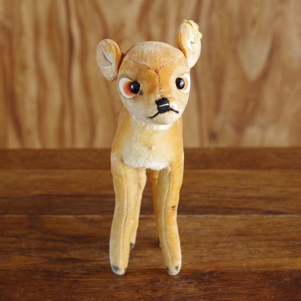 18s03ドイツ製 アンティーク Steiff バンビ 小鹿のぬいぐるみ シュタイフ ヴィンテージ ベルベット レトロ 雑貨 ディズニー Flohmarkt フローマルクト