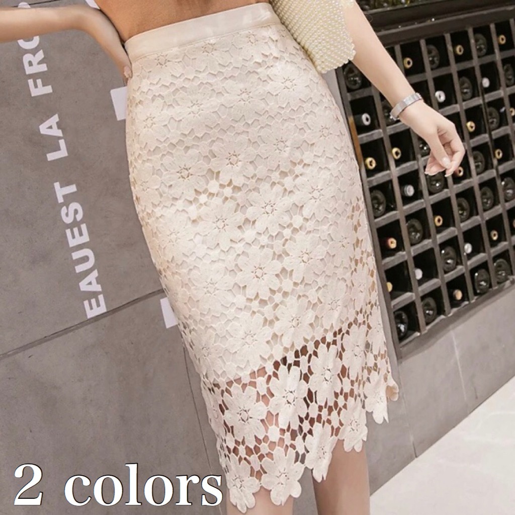 花 柄 総 レース シースルー タイト スカート レディース 春 夏 膝 丈 オルチャン ファッション 通販 おしゃれ 透け感 Sk 0309 Happy Orurea ハッピーオルレア