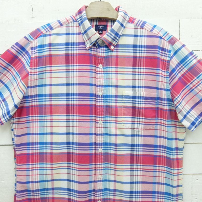 J Crew ジェイクルー チェック柄 半袖 ボタンダウンシャツ メンズ Lサイズ Represent Onlinestore