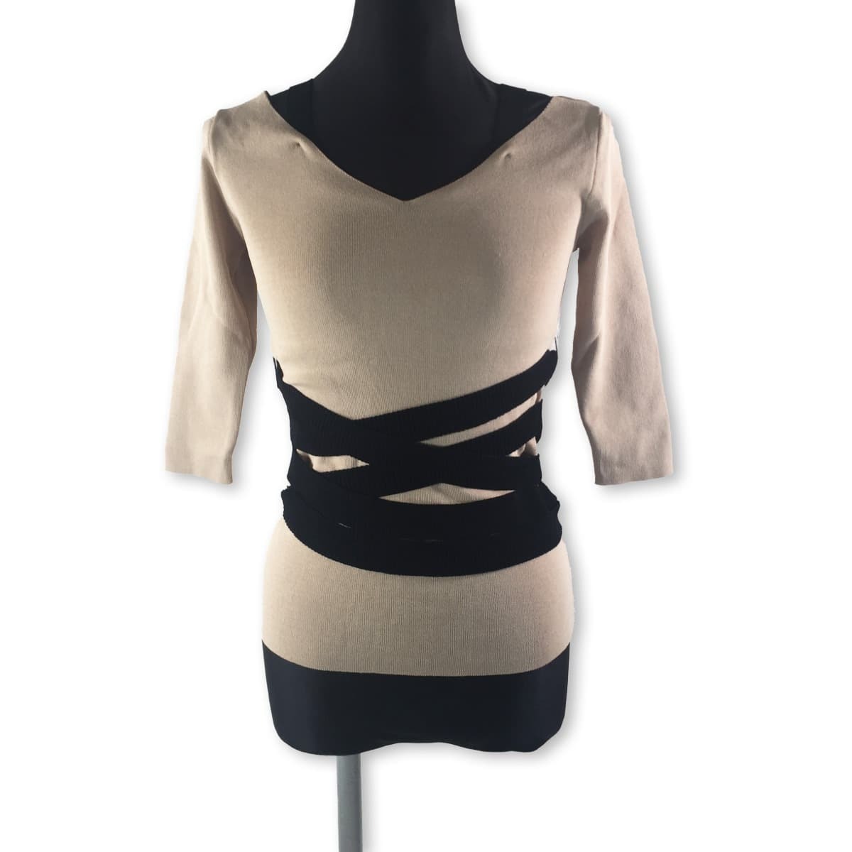 Ameriアメリ Bandage V Neck Rib Knit バンデージvネックニット リブ七分丈カットソートップス アメリヴィンテージamerivintage フクル ファッションブランドユーズドセレクトショップ