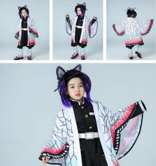 なりきりキッズ 胡蝶 忍 こちょう しのぶ 服 キッズサイズ 服 コスプレ 子供 子ども キッズ 衣装 羽織 隊服 コスチューム なりきり セット 仮装 キャラクター ハロウィン パーティー イベント 撮影 送料無料 100 110 1 130 140 150 韓国レディース