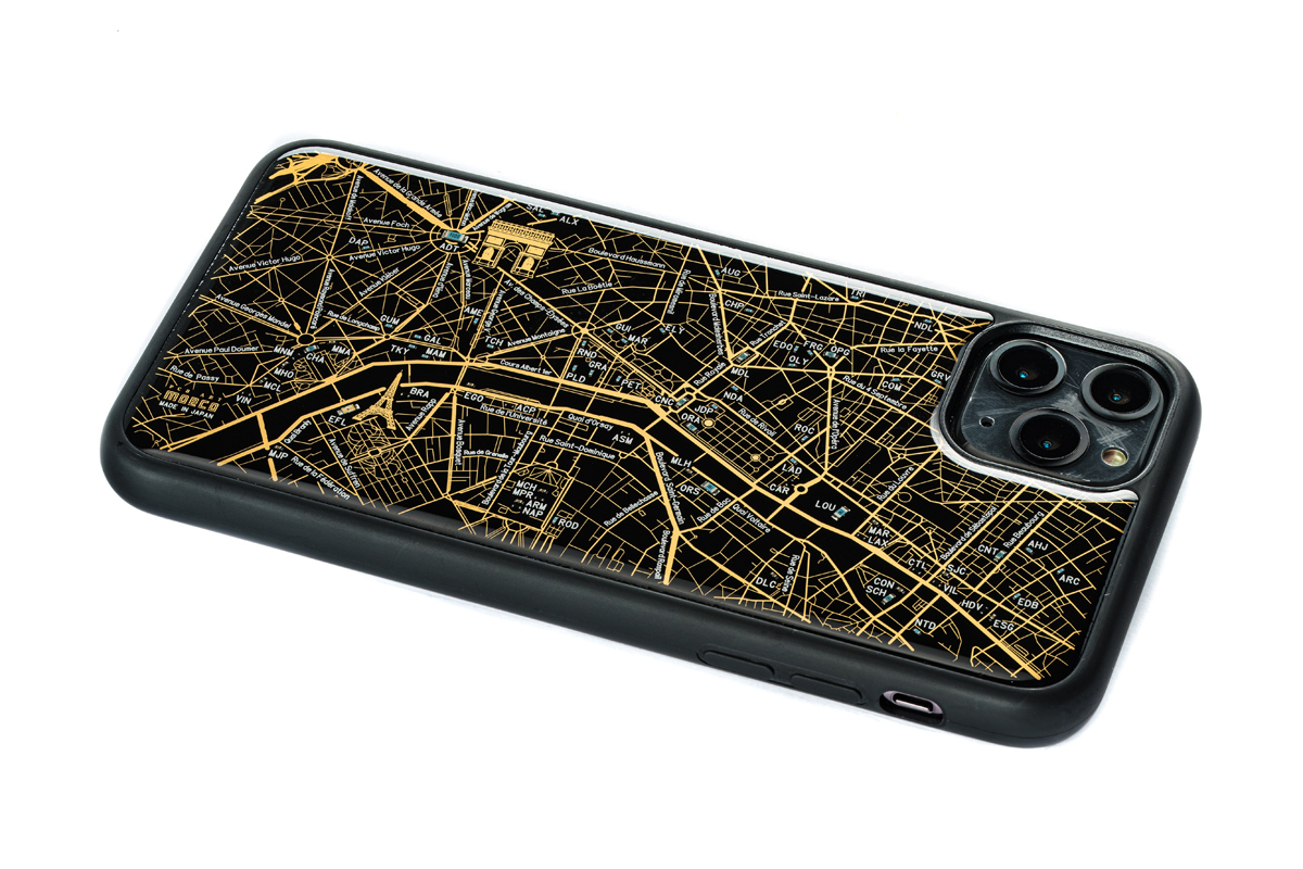 Flash ｐａｒｉｓ回路地図 Iphone 11 Promax ケース 黒 東京回路線図a5クリアファイルをプレゼント Pcb Art Moeco