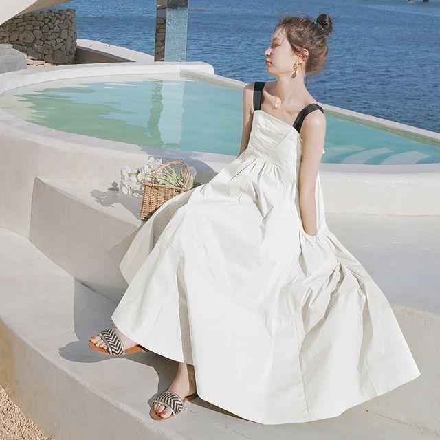 バックリボンノースリーブワンピース ワンピース スクエアネック ノースリーブ バックリボン バックシャン バックコンシャス マキシロング丈 リラクシー フェミニン きれいめカジュアル カジュアル 夏 春 Op 1008 Y Happy Orurea ハッピーオルレア