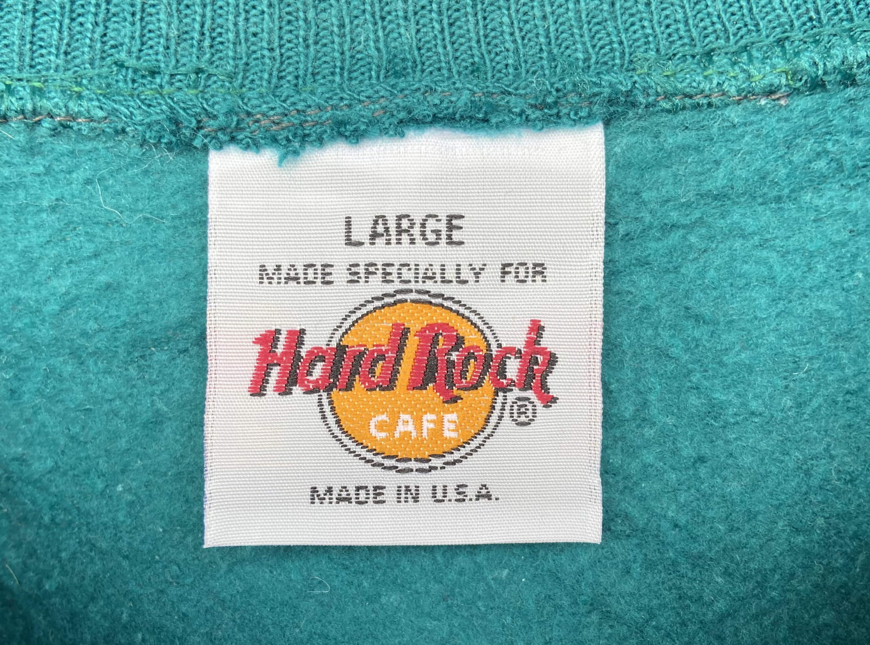 Hard Rock Cafe ハードロックカフェ 刺繍スウェットトレーナー 深緑 グリーン ロンドン らくふる古着 リユース リメイク専門のオンライン古着shop