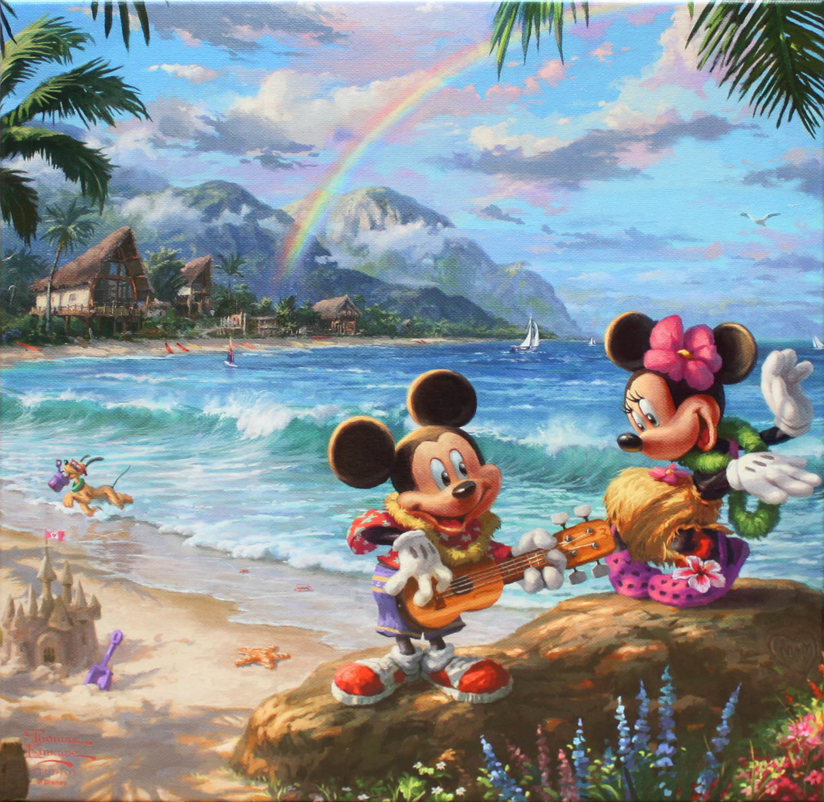 売り切れ必至 ディズニー Disney Us公式商品 ミッキーマウス ミッキー ミニーマウス ミニー 絵画 絵 アート 海 夜 浜辺 ビーチ 夕日 サンセット ジークレー ジクリー版画 インテリア 装飾 限定版 キャンバス 並行輸入品 Mickey And Minnie Mouse Giclee ウォル