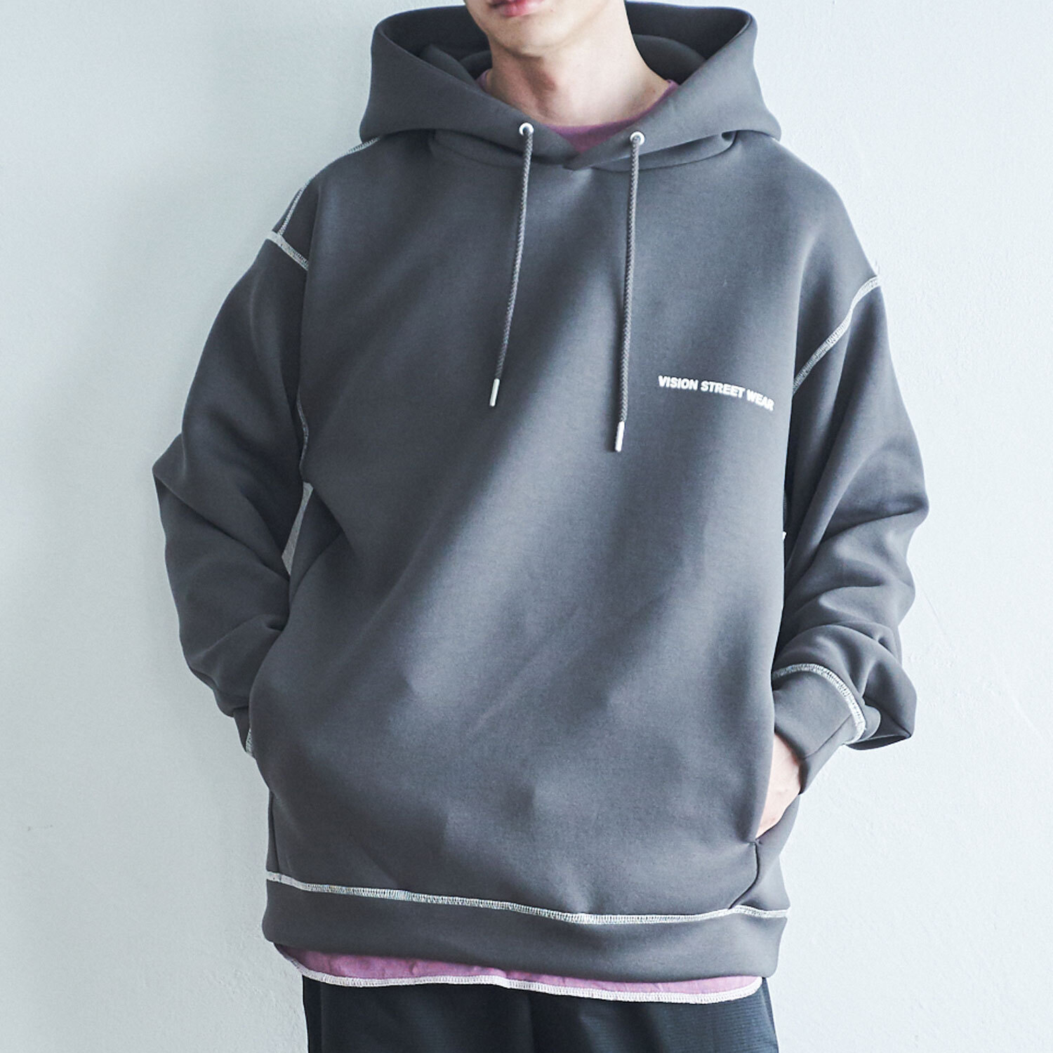 配色ステッチテックダンボールパーカー Vision Street Wear Online Shop