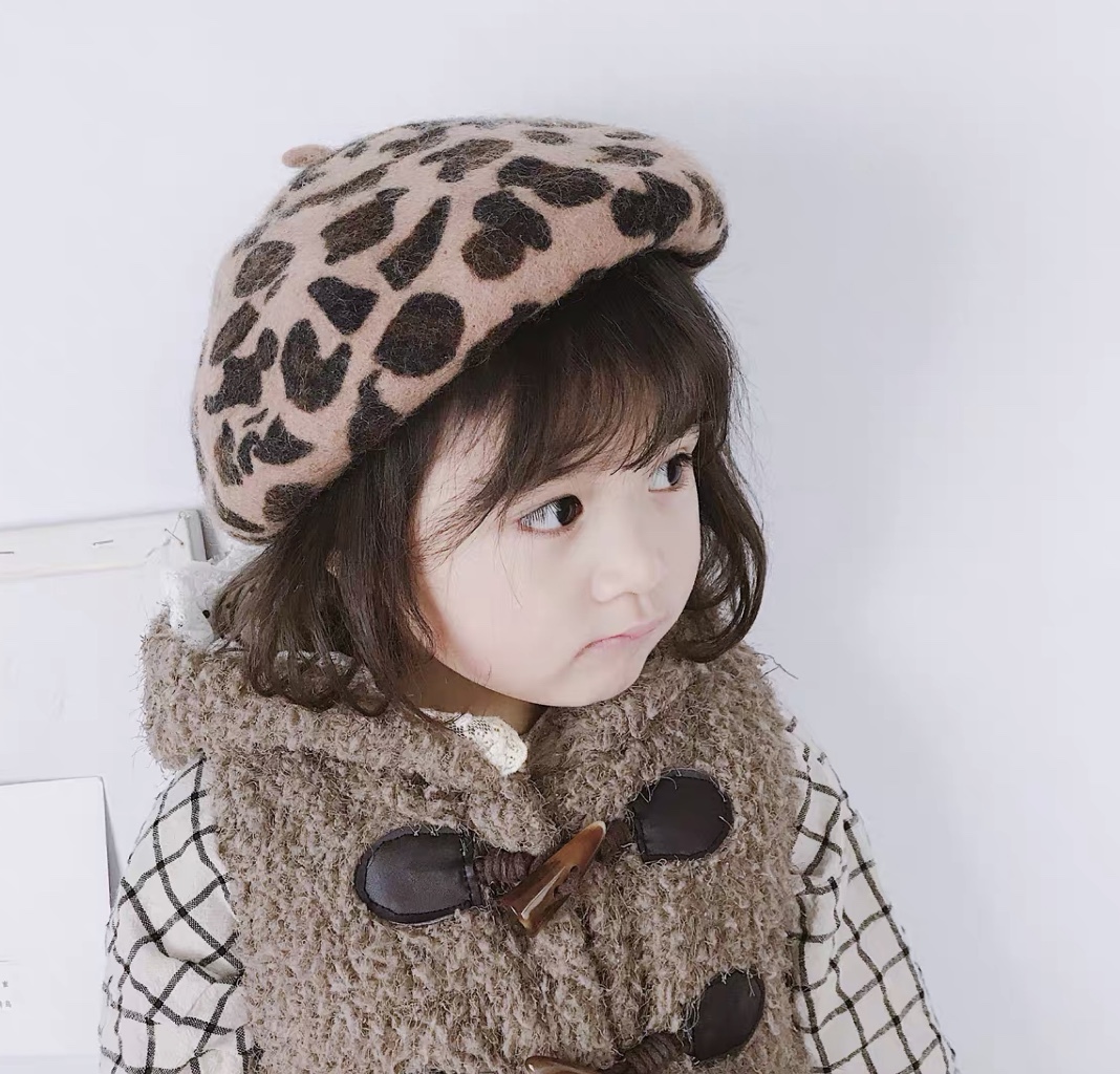 ご予約 New ベビー キッズ ヒョウ柄 ベレー帽 Princess Girl