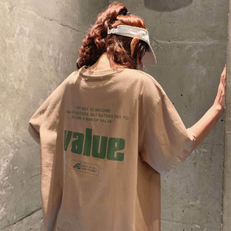 送料無料 メンズライクコーデに バック ロゴ オーバーサイズ Tシャツ ストリート カジュアル Lamitte Deco トレンド 韓国ファッション ショップ