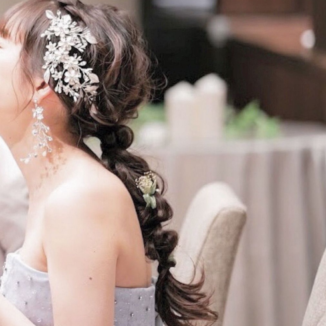 ウェディング アクセサリー 小枝 マットフラワー リーフヘッドドレス ブライダル 髪飾り ブライダルセレクトショップ Bliss