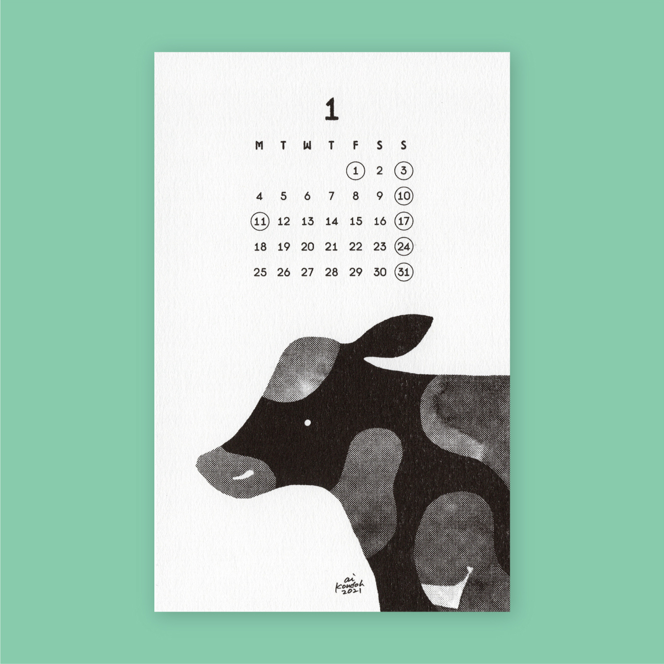 21年 動物イラストカレンダー Fuchsia フューシャ かわいい動物イラストグッズ通販のお店
