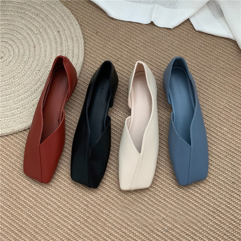 送料無料 通勤 通学に 4color トレンド スクエア トゥ Pu パンプス ぺたんこ シューズ Lamitte Deco トレンド 韓国ファッション ショップ