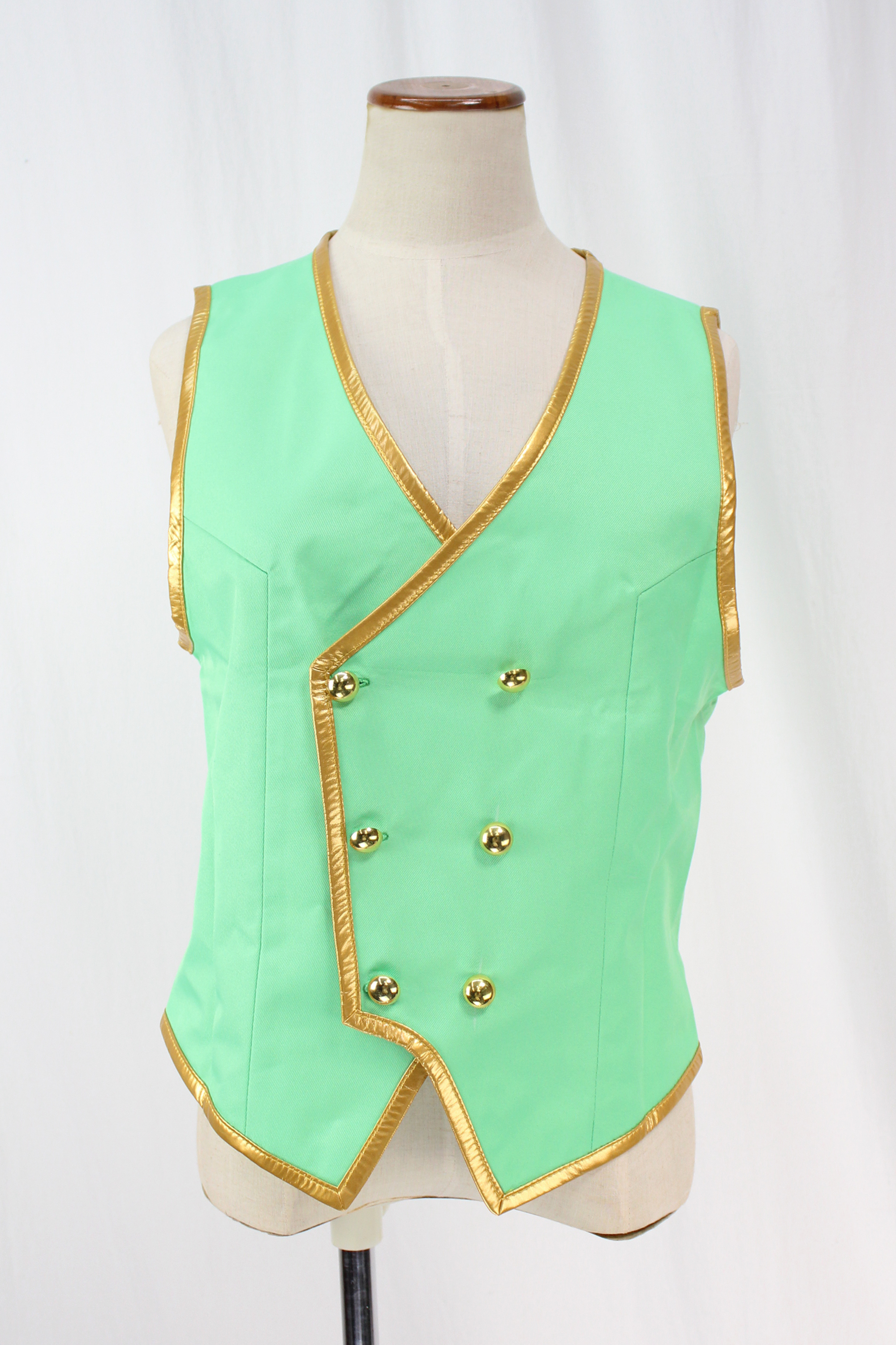 コスプレ衣装 汎用 ダブルボタン カラー ベスト チョッキ 黄緑色 イエローグリーンカラー 女性lサイズ ツイステ 制服 アイドル コスチューム 等 キャラクターコスやオリジナルコスやに最適 即納品 文化雑貨スタジオ凛 コスプレ 撮影用衣装 ウィッグ