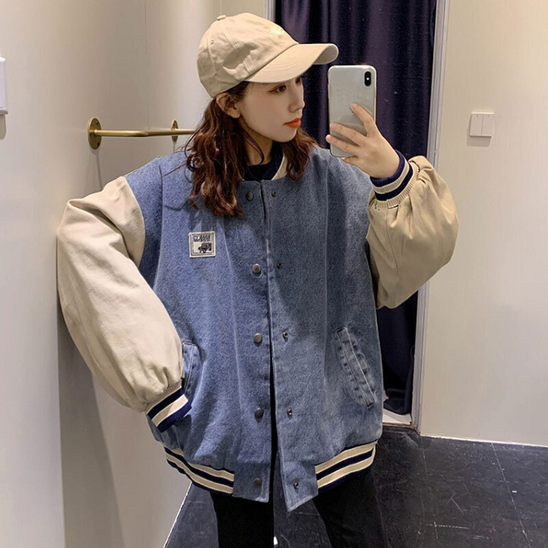 韓国レディースファッション 56 メンズライク デニム スタジャン オーバーサイズ ブルゾン ジャケット アウター 流行オルチャンファッション 人気のプチプラ韓国レディースファッション新作通販 Aliceholly