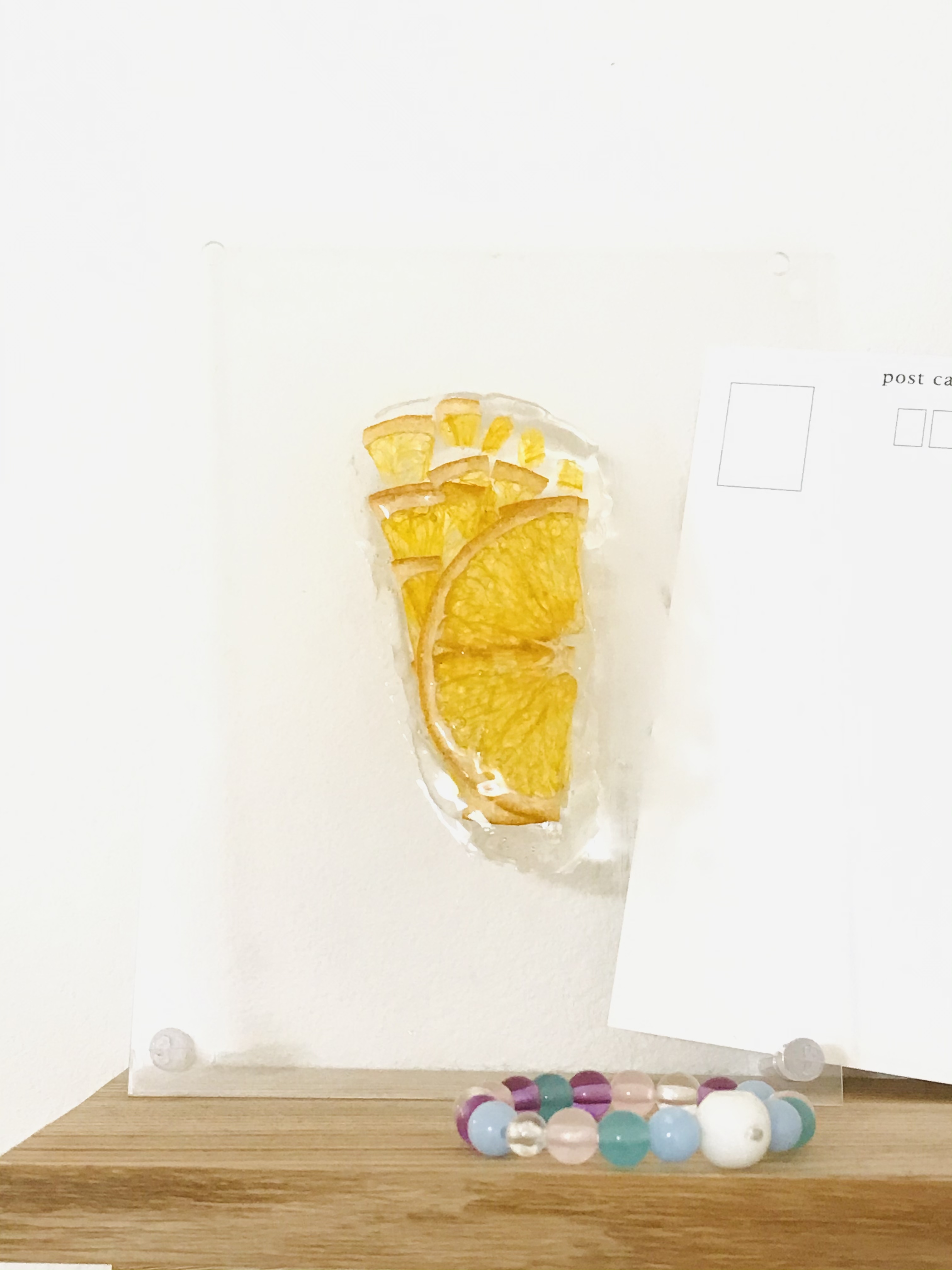 赤ちゃん手形足形 まるごとオレンジみかん 押しフルーツフローティングアート 手形足形アート花フラワーメモリアルグッズとハンドメイドminato