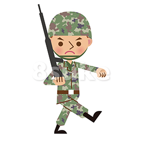 イラスト素材 銃を担いで行進する自衛官 軍人 ベクター Jpg 8sukeの人物イラスト屋 かわいいベクター素材のダウンロード販売