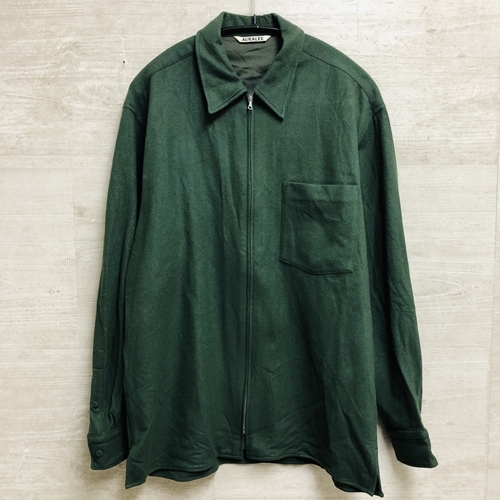 Auralee オーラリー as02wf 19aw Super Soft Wool Flannel Zip Shirts ウールジップシャツ 3 グリーン 中目黒b2 ブランド古着brooch