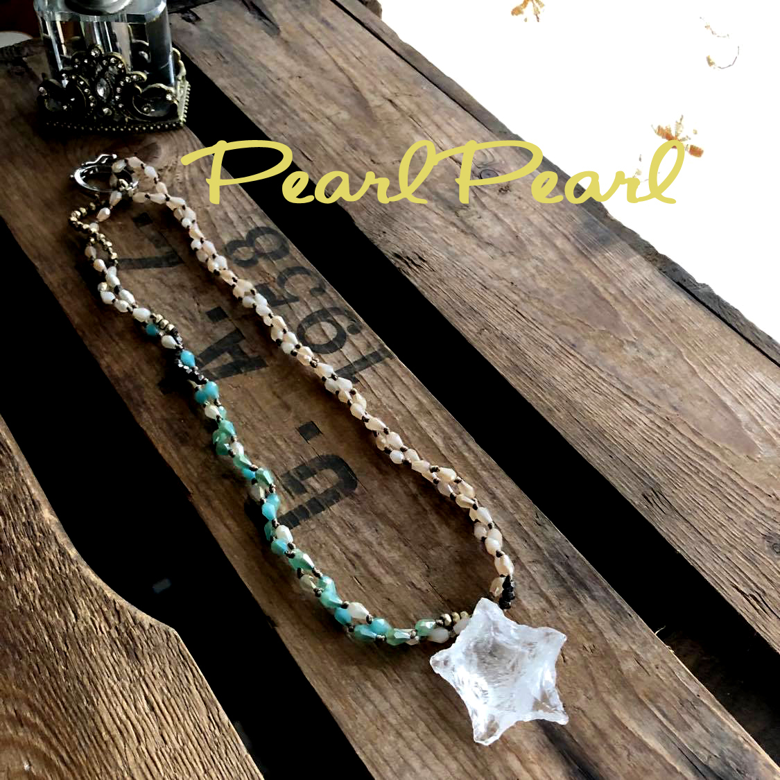 スターシェイプ水晶ネックレス 淡水パールと天然石アクセサリーのお店pearlpearl パールパール