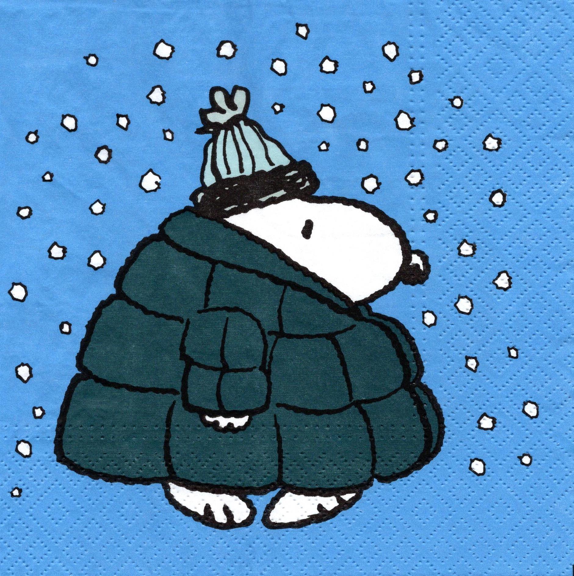 Snoopy バラ売り1枚 ランチサイズ ペーパーナプキン Snoopy Down Jacket ブルー 北欧ペーパーナプキン Paperletter ペーパーレター