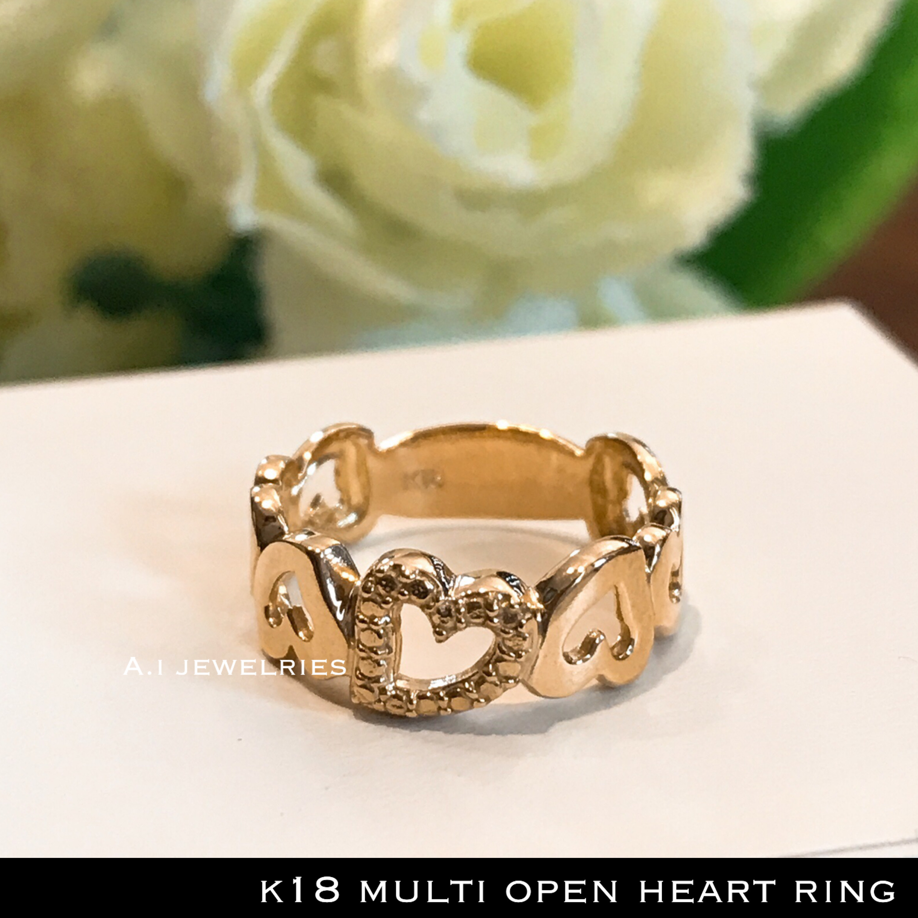 リング 18金 ハート K18 ハート モチーフ リング ピンキー リング K18 Heart Design Ring Pinky Ring A I Jewelries エイアイジュエリーズ