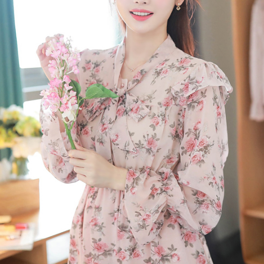 フローラルリボンタイワンピース Femmeheart