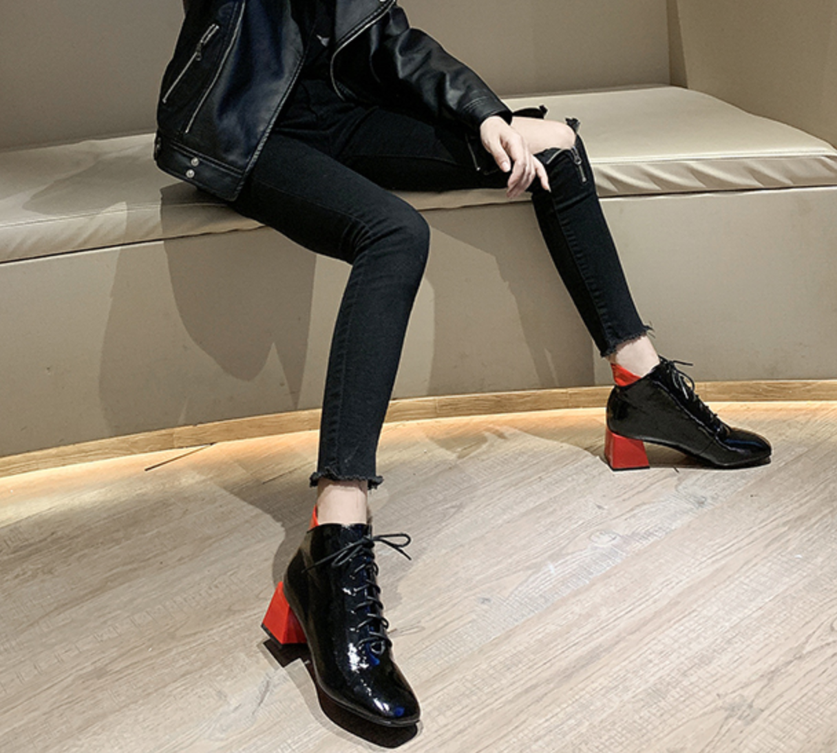 靴 ヒール カジュアル かわいい シンプル 紐 スニーカー ブーツ 韓国ファッション 1 Sweetly