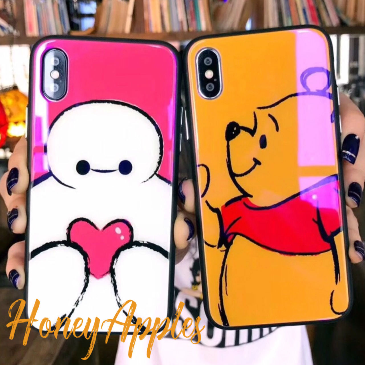 ２つセット Iphoneケース ベイマックス プーさん Disney Glass Case Honey Apples 別館 Iphoneケース Online Store