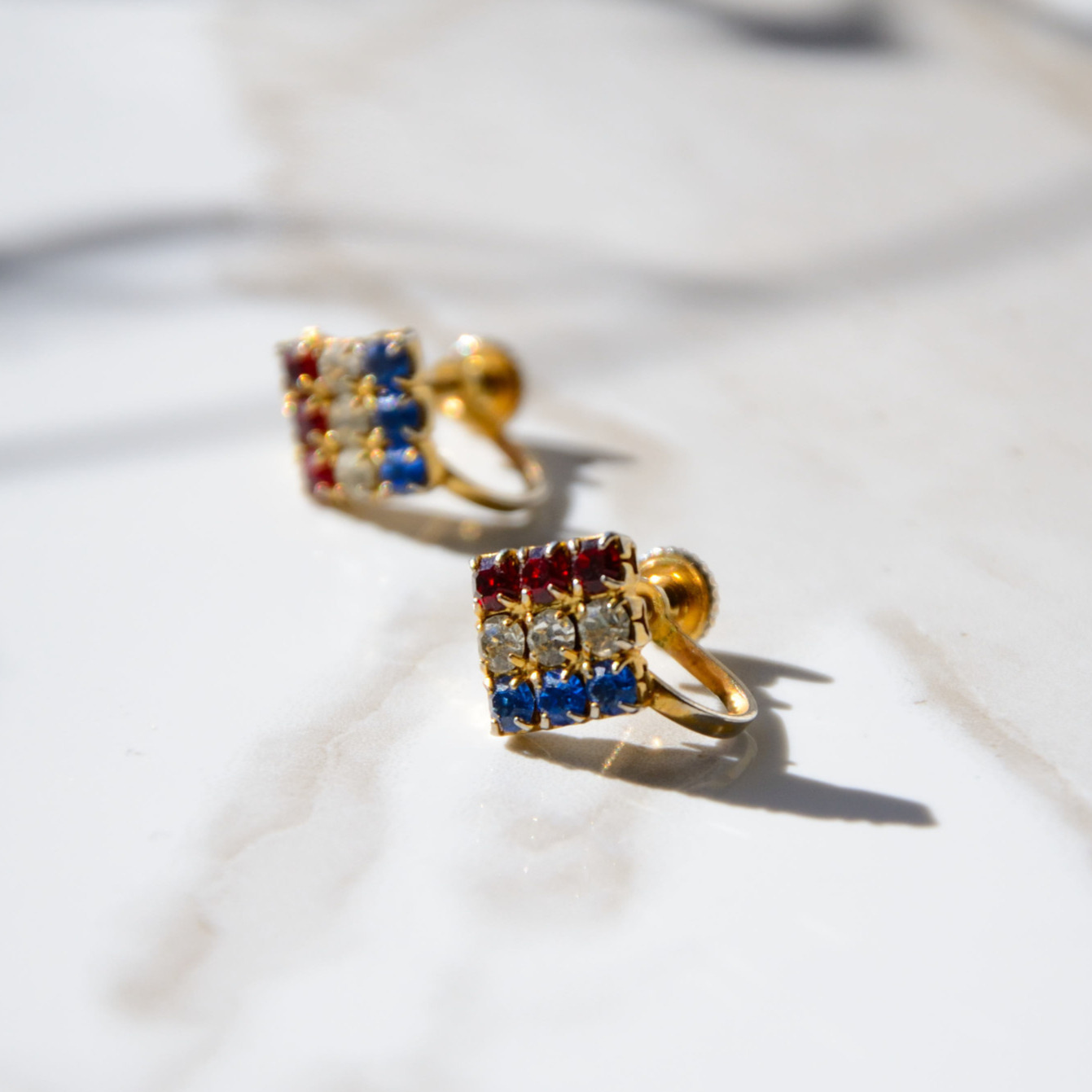 フランス国旗柄 トリコロールカラーのヴィンテージイヤリング Ollie London Vintage オリー ロンドン ヴィンテージ