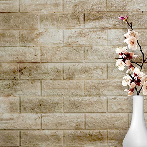Jpcs Sunhoo 壁紙シール レンガ 3d立体壁紙 防音 シート Diyウォールステッカー ブリックタイルシール パネル タイル ステッカー 75cm 66cm パールベージュ 5 Az Japan Classic Store