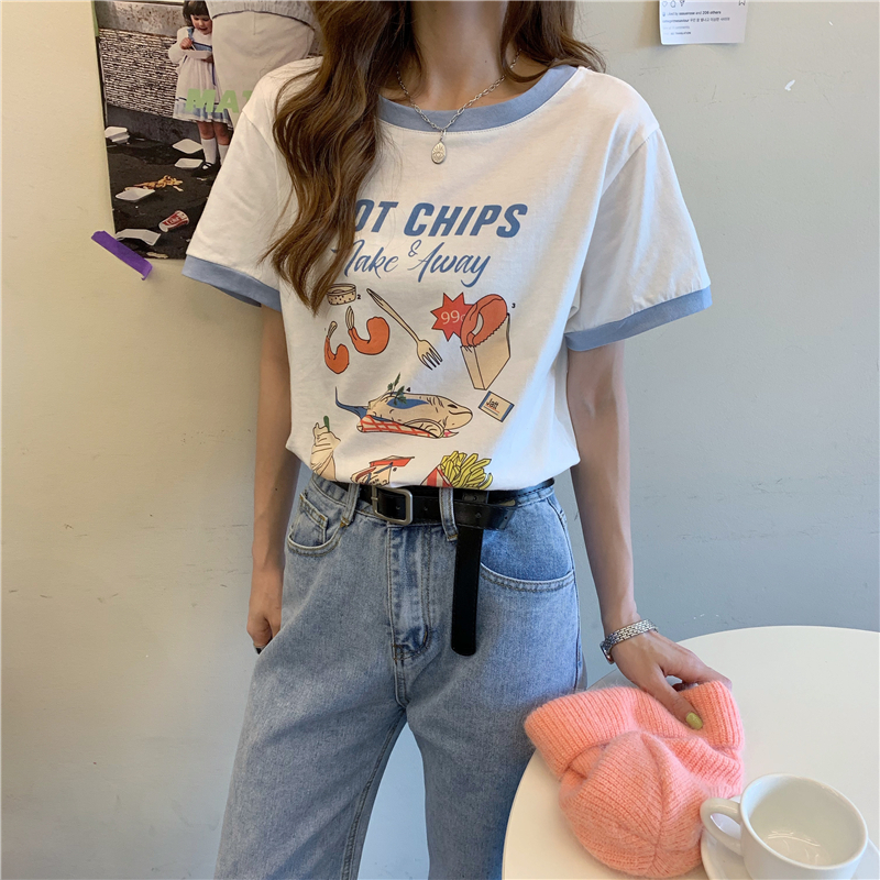 送料無料 ユニークスタイル 上下セット フードグラフィックtシャツ パイピング ワイド デニム セットアップ メンズライク Lamitte Deco トレンド 韓国ファッション ショップ