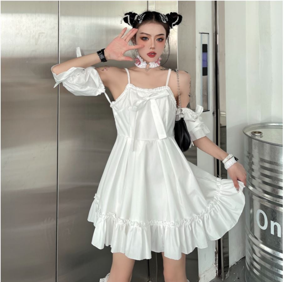 ワンピース オフショル 白 ホワイト カジュアル ドレス レイヤード 韓国ファッション 2116 Amouretvie モレヴィ