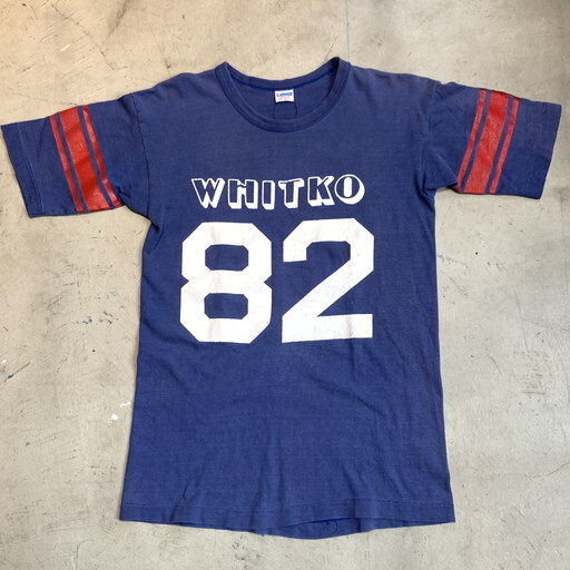 70 S Champion チャンピオン フットボールtシャツ Win Tee ナンバリング バータグ Whitko ナス紺 Usa製 Large 希少 ヴィンテージ Ba 1086 Rm1455h Agito Vintage