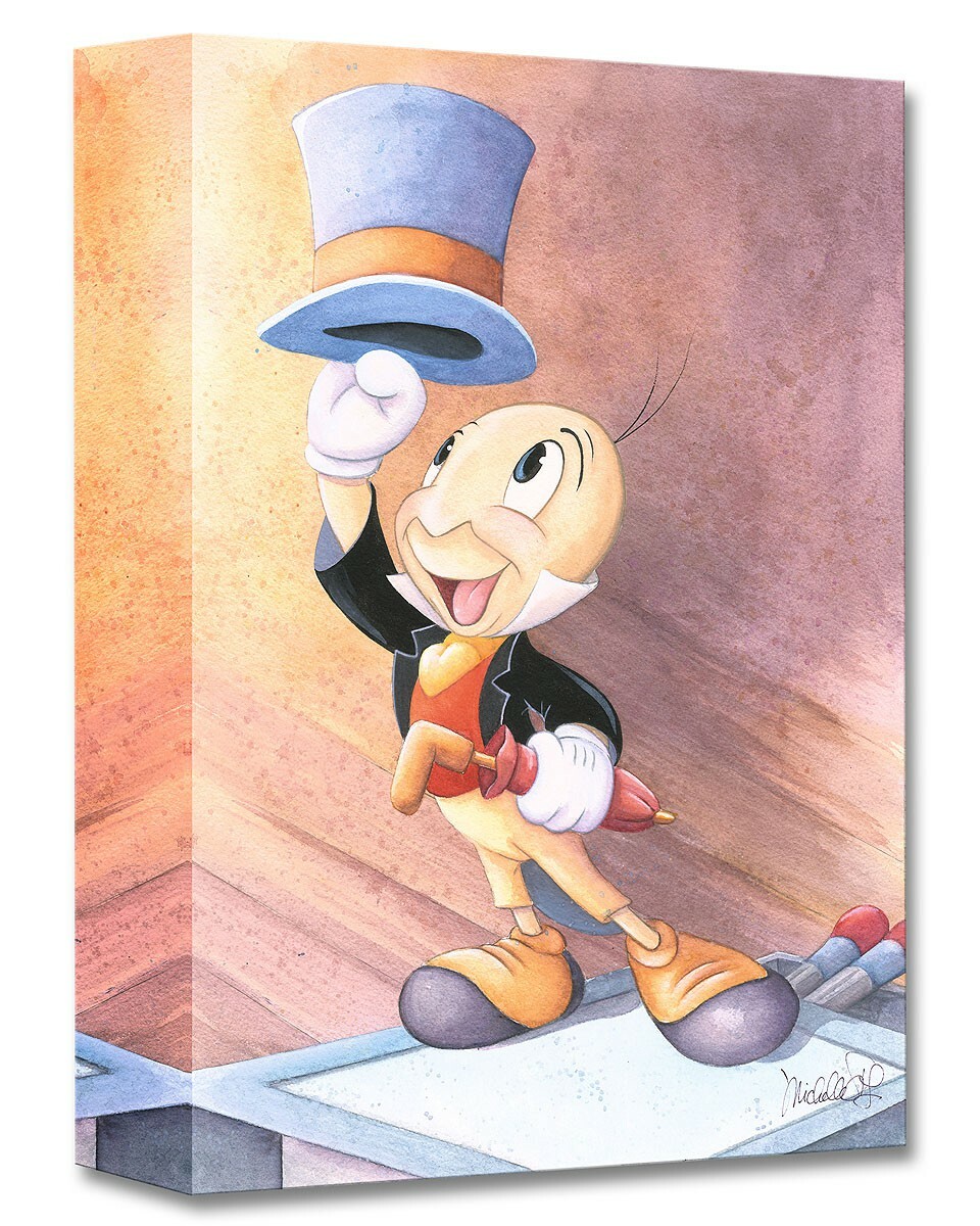 ディズニー絵画 ピノキオ ジミニー クリケット 作品証明書 展示用フック付 限定1500部キャンバスジークレ ディズニー絵画 ポスター