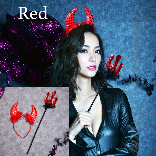 ハロウィンコスチューム 2色展開 Redデビルカチューシャとステッキのセット Dress Shop Make Cat Black ドレスショップ メイクキャットブラック
