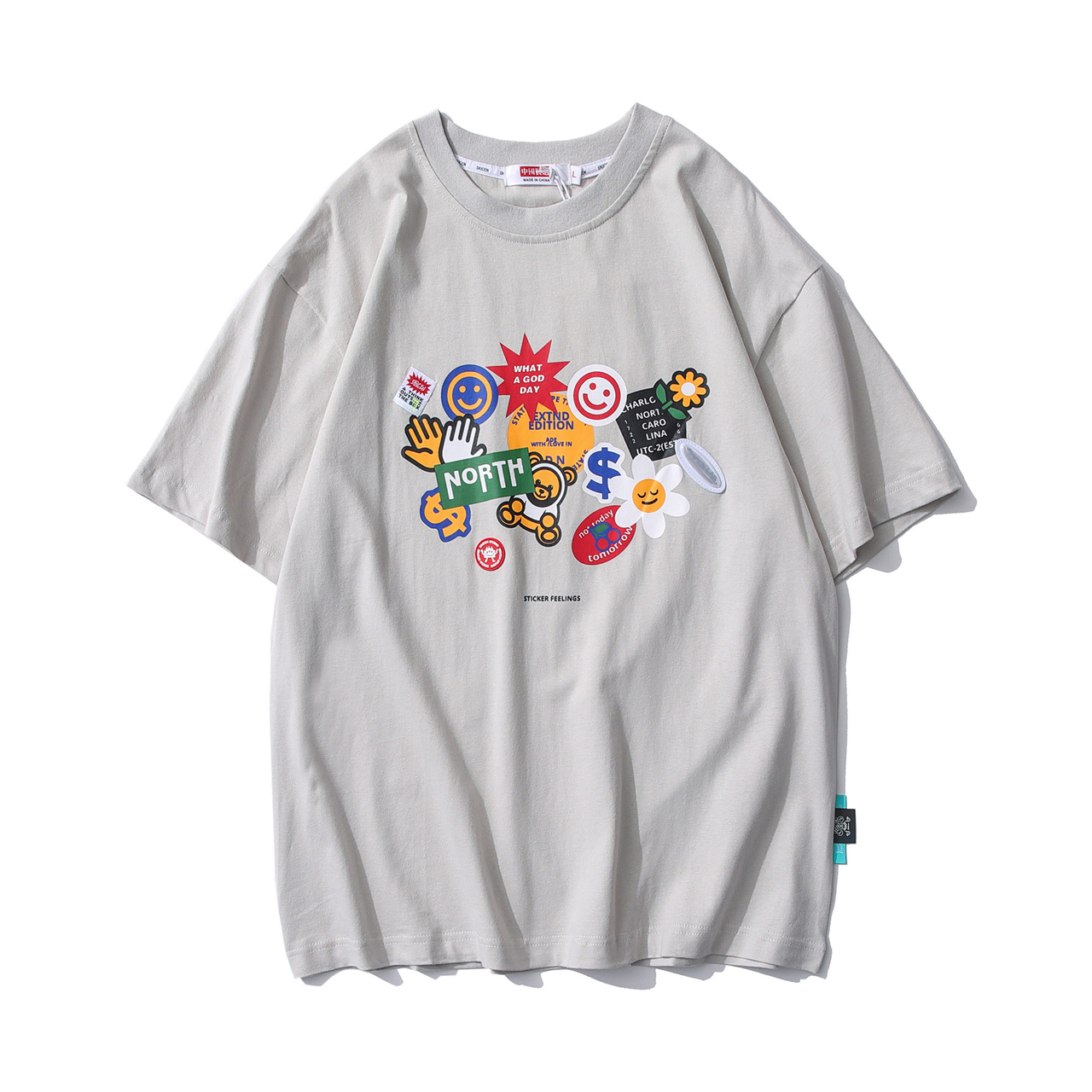 Regit Savagebase Sticker Feelings Half T Shirt 3color S S 韓国服 トップス カットソー 半袖 ｔシャツ 夏 オーバーサイズ メンズライク ユニセックス 男女兼用 個性的 ストリートファッション 10代 代 プチプラ 着回し 着映え ネット通販 Tpt033 S S Regit
