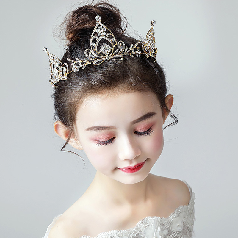クリスタル 子ども用王冠 ヘアーアクセサリー 髪飾り ヘッドドレス キッズ 結婚式 ウェディング フォーマル 和装 入学式 入園式 披露宴 結婚式 子ども 発表会 入園式 卒園式 ゴールド Elegant