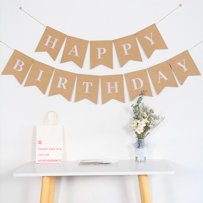 送料無料 バースデー クラフト ガーランド Happy Birthday お誕生日 飾り ナチュラル Petit Bambi プチ バンビ