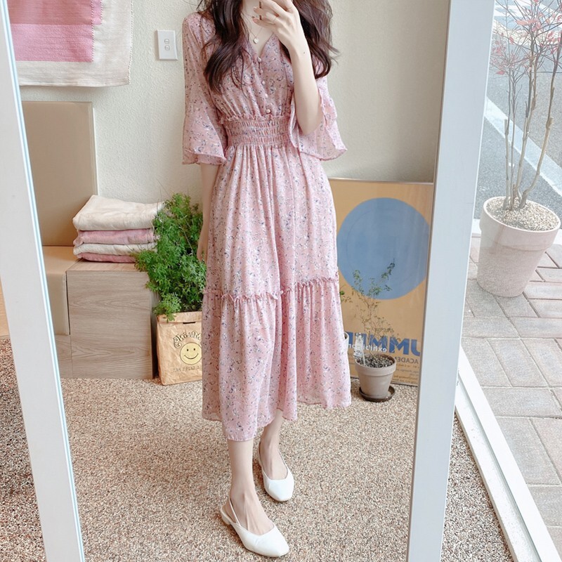 Sssyk 25様着用 フラワーフレアスリーブワンピース 763 Mimirie