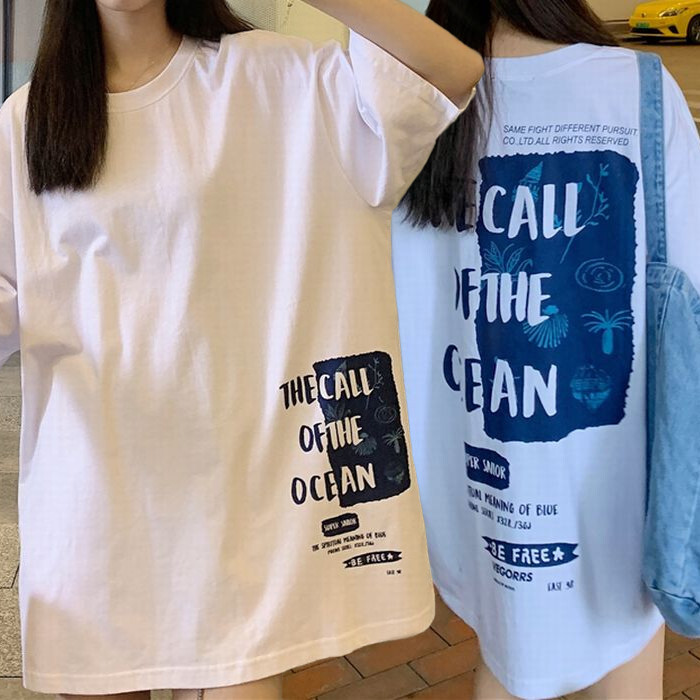 ユニセックス Tシャツ 袖ロゴ バックプリント 半袖 韓国ファッション メンズ レディース 大きめ ルーズ カジュアル ストリート系 Short Sleeve T Shirt Loose Hip Hop Top Dtc Value Rave Notice バリューレイヴノーティス 韓国ファッションや