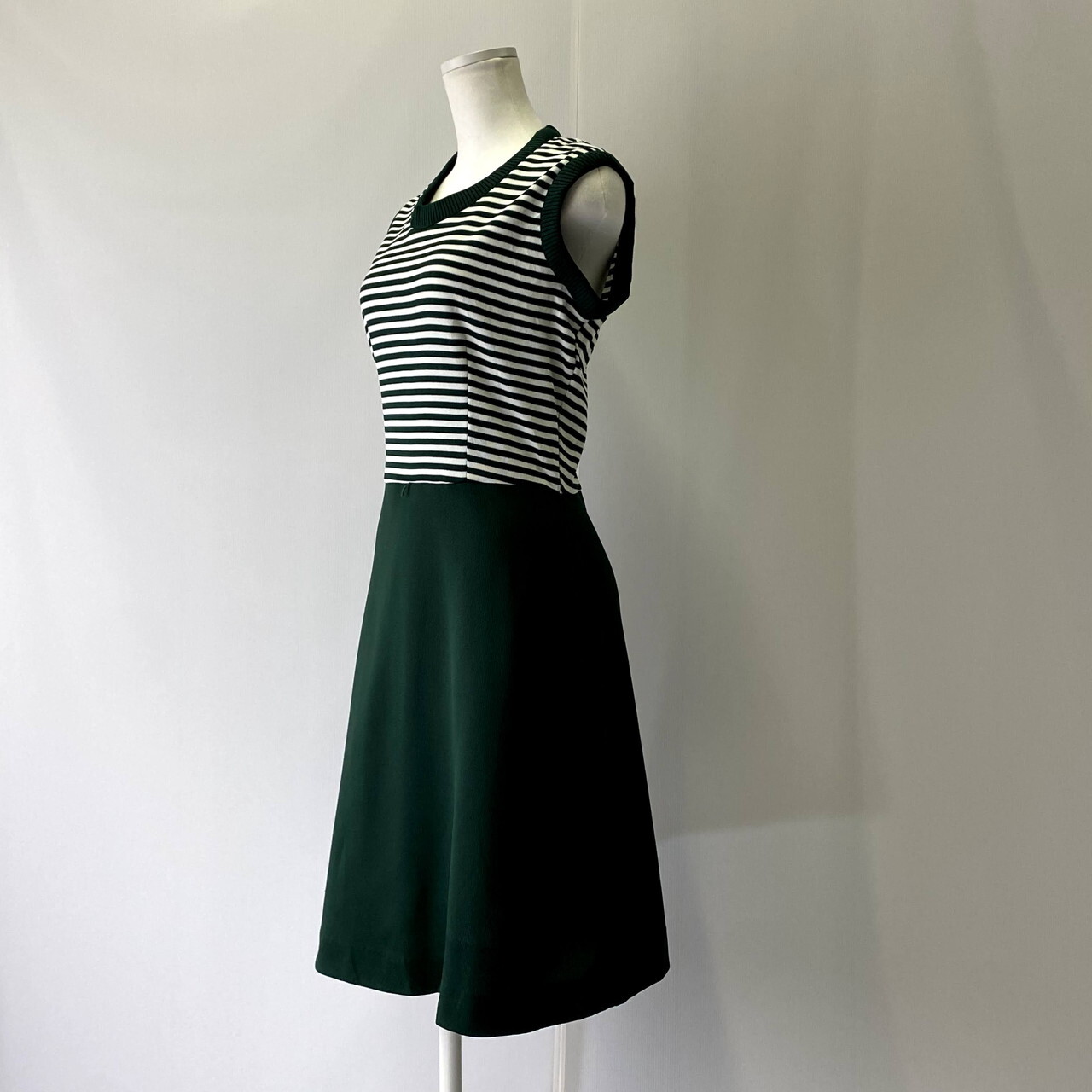 70年代 ボーダー 切り替え レトロ ワンピース レディースm相当 古着 グリーン 緑色 ひざ丈 ヴィンテージ ビンテージ ワンピース Sa2107 Cave 古着屋 公式 古着通販サイト