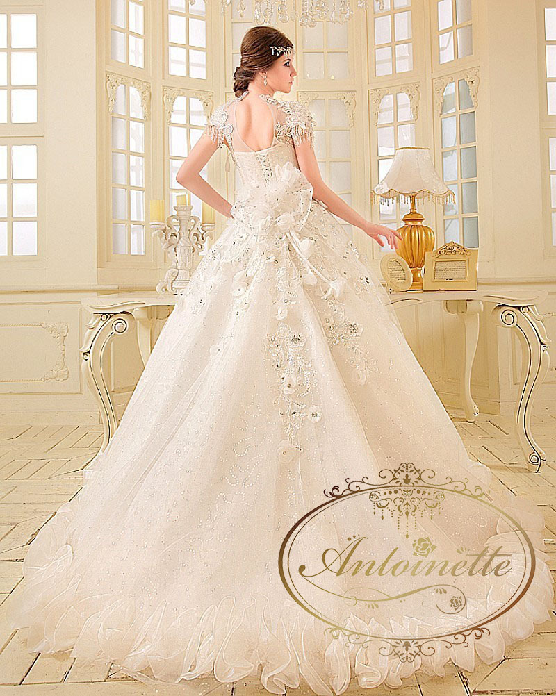Wedding Dress ウェディングドレス 格安 たっぷりビジュー ノースリーブ 綺麗 可愛い ホワイト 結婚式 安い ドレス Antoinette