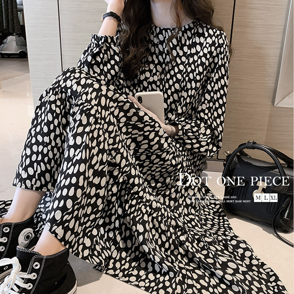 大人 ワンピース 春秋 ワンピース レディースワンピ ワンピース ドット柄 シフォンワンピース レディース ロングワンピース 長袖 フレアワンピース ネット通販 購入 激安 10代 代 30代 40代 春 夏 秋 冬 Roprot ロプロット ファッション レディースアパレル販売