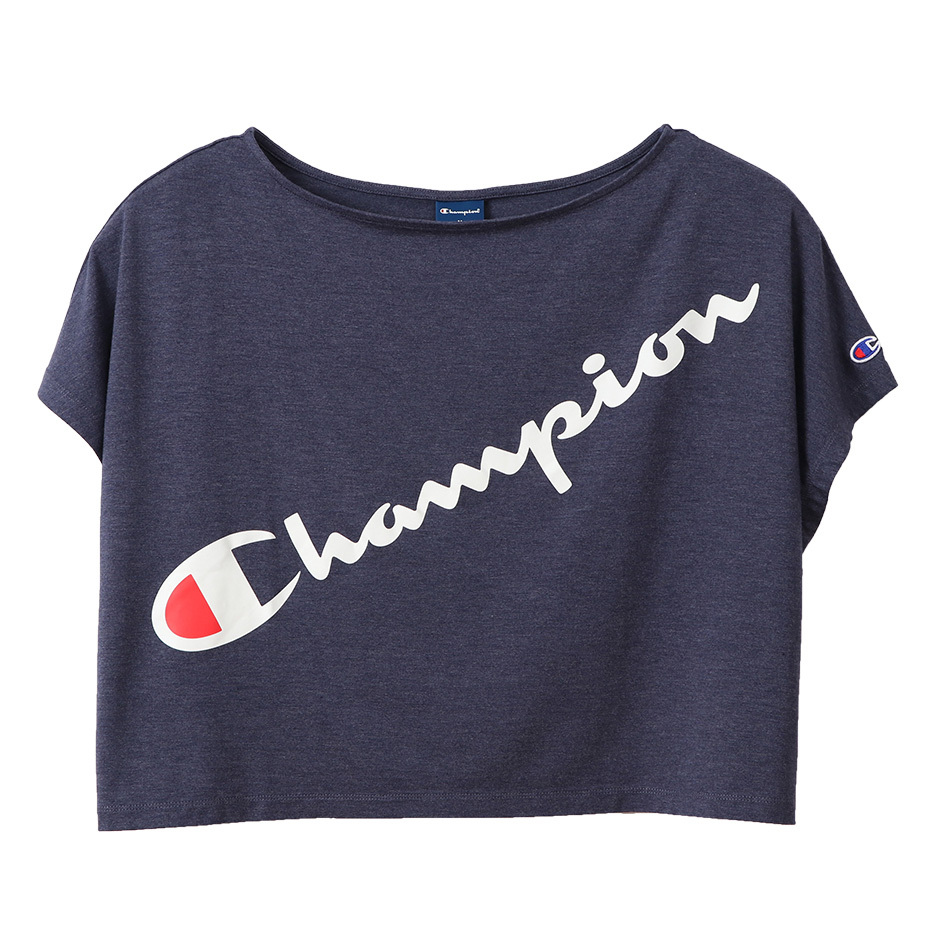 Champion チャンピオン レディース ボートネック ビッグtシャツ ネイビー Cw Rs305 Rinc