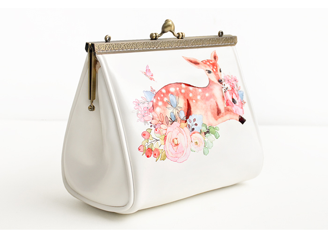 パーティーバッグ 結婚式バッグ 手持ちショルダー クラッチバッグ チェーンバッグ 上質 宴会 パーティー 二次会 女子会 チャイナ風 レトロ ホワイト 白い ブラック 黒い 鹿模様 Elegant